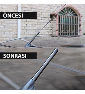 Araç Anten Carbon Desenli Spor Çubuk Metal Radio Anteni Gümüş
