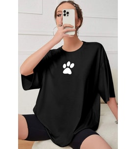 Unisex Paw Baskılı T-shirt (Siyah)