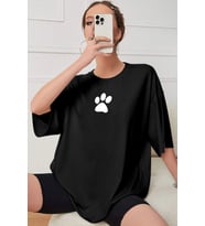 Unisex Paw Baskılı T-shirt (Siyah)