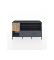 Hyperion Konsol 8 Raflı 2 Çekmeceli Tek Kapaklı  176x44x99 Antrasit-Çam/Antrasit