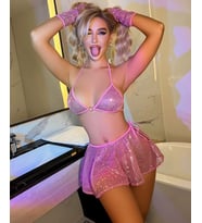 Jesica Bella Pembe Payetli Eldivenli Etekli Bralet String Şık Çekici Fantezi Takım -15014