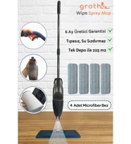 Pratik Wipe Sprey Mop, 4 Bezli, 700cc Su Hazneli, Püskürtmeli, Garantili