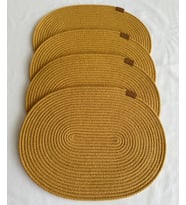 Jüt Amerikan Servis Sofra Altlığı, Masa Dekoru Supla Oval Mavi 30x40 4lü (Hardal)