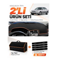 FORD MONDEO 3 (2000-2007) Uyumlu Torpido Örtüsü + Tay Tüyü Bagaj Çantası + Sticker Seti - Siyah Kahverengi