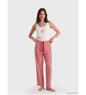LCW DREAM Ekru U Yaka Desenli Kadın Pijama Takım