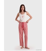 LCW DREAM Ekru U Yaka Desenli Kadın Pijama Takım