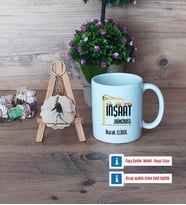 İnşaat Mühendisi Kupa Bardak Beyaz ve Fotoğraflı Ahşap Anahtarlık Hediye (Model 1)