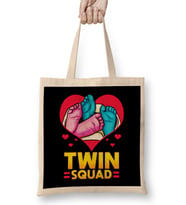 Cute Twin Squad Twinning Baby Feet Announcement Bez Çanta Uzun Saplı