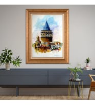 Altın Varaklı Paspartulu Çerçeveli Tablo a1417