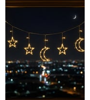 Büyük Ay Yıldız Led Ramazan Süsü Sıcak Beyaz Dekoratif Işık