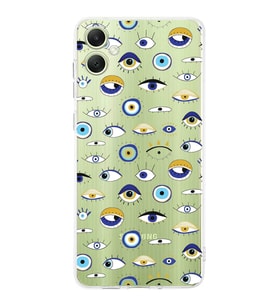 PrintiFy Samsung Galaxy A05 ile Uyumlu Nazar Boncuğu 2 Baskılı Kamera Korumalı Şeffaf Silikon Kılıf