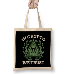 In Crypto We Trust Bitcoin Cryptocurrency Bez Çanta Uzun Saplı