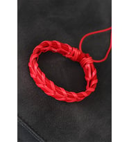 pilelistore Kırmızı Örgü Deri Erkek Bileklik - TJ-EB1852