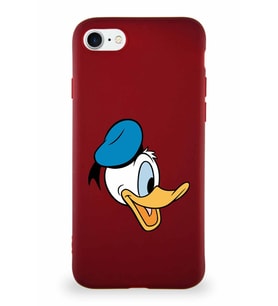 Apple iPhone SE 2020 Soft Premier Kapak Donald Duck-F Tasarımlı Silikon Kılıf - Mürdüm (Şeffaf)