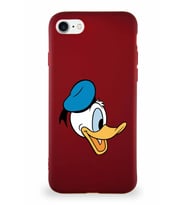 Apple iPhone SE 2020 Soft Premier Kapak Donald Duck-F Tasarımlı Silikon Kılıf - Mürdüm (Şeffaf)