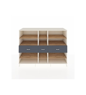Kronos Dolap 9 Raflı 3 Çekmeceli  220x59x163 Aytaşı-Çam/Antrasit