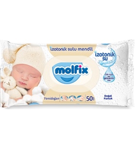Molfix Islak Havlu Mendil İzotonik Yeni Doğan 50 Yaprak Pamuklu Tekli Plastik Kapaklı