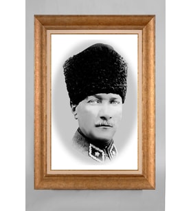 Altın Varaklı Paspartulu Çerçeveli Atatürk Tablo nt796