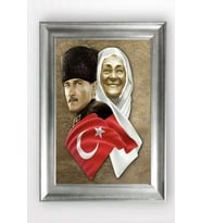 Gümüş Çerçeveli Atatürk Tablo cv1435
