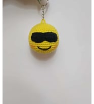 Gözlüklü Surat Emoji Amigurumi Organik Anahtarlık Oyuncak
