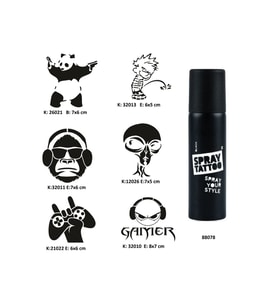 Çılgın Oyuncu Spray Tattoo Geçici Dövme Seti Dark Sprey Dövme Kiti