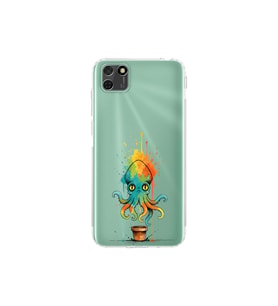 Huawei Y5P ile uyumlu Splash ahtapot tasarımlı şeffaf silikon kılıf