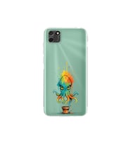 Huawei Y5P ile uyumlu Splash ahtapot tasarımlı şeffaf silikon kılıf