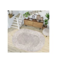 Eliana Home Baskılı, Yıkanabilir Kaymaz Taban Oval Halı LNA7194-HT372 100x150 cm (Bej)