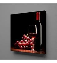 KIRMIZI ŞARAP-KADEH VE ÜZÜM KANVAS TABLO 200x200cm