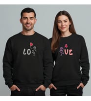 Sevgililer Günü Özel Kombin, 2 Ürün Bisiklet Yaka Sweatshirt (Siyah)