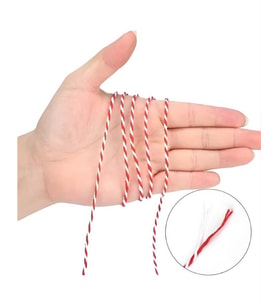 Temel Marteniçka İpi Kırmızı Beyaz, 200 Metre 2 mm, Bileklik ve Hediye Paketleme İçin Dekoratif İp (Çok Renkli)