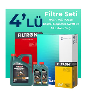 Filtron Mercedes CLA180 Benzin Filtre Bakım Seti Castrol Motor Yağlı (2013-2019) 4 Lü