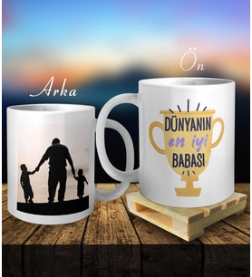 Kişiye Özel En İyi Baba Kupa Palet Bardak Altlığı Hediyeli Kupa Bardak oh828