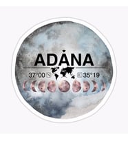 Adana ve Ay Gps Harita Sticker Oto Araba Yapıştırma 15CM