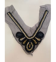 24X8 CM TAŞLI BONCUKLU TASARIM KIYAFET YAKA AKSESUARI APLİK DİKİŞ