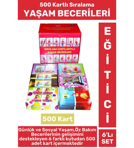 Premium Eğitici Sosyal Günlük Yaşam Öz Bakım Geliştirici 500 Sıralama Kartı YAŞAM BECERİLER 6'LI SET