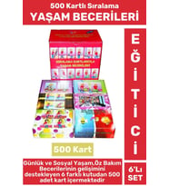 Premium Eğitici Sosyal Günlük Yaşam Öz Bakım Geliştirici 500 Sıralama Kartı YAŞAM BECERİLER 6'LI SET