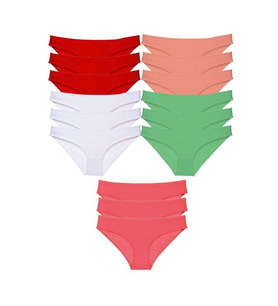 15 adet Süper Eko Set Likralı Kadın Slip Külot Ten Beyaz Pudra Yeşil Fuşya