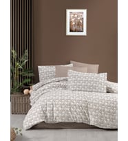BEGENALHOME  Ranforce Light PALMİYE KAHVE Nevresim Takımı  Çift Kişilik (Kahverengi)