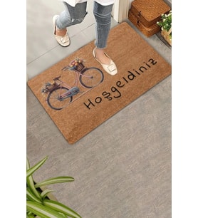 Valerine Life Meyve Sepetleri ve Bisiklet Hoş Geldiniz Kapı Önü Paspası 45x70cm
