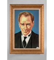 Altın Varaklı Paspartulu Çerçeveli Atatürk Tablo nt970