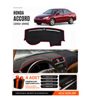HONDA ACCORD (2002-2008) Uyumlu Torpido Örtüsü Torpido Kılıfı - Siyah Kırmızı