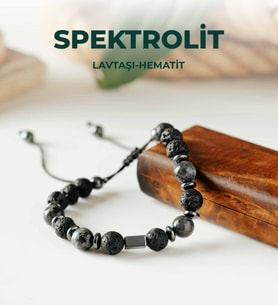Luxtone Sertifikalı Spektrolit - Lavtaşı ve Hematit Makrome Bileklik Erkek Takı  LX2310BM