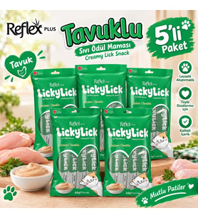Reflex Plus LickyLick Tavuklu Sıvı Ödül Maması 15 gr 5li PAKET