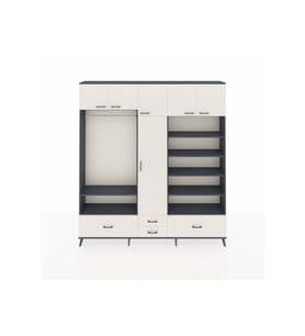 Arges Gardrop 18 Raflı 4 Çekmeceli Tek Askılı 220x30x243 Antrasit-Aytaşı