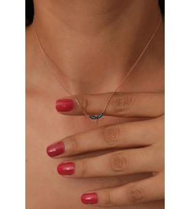 925 Ayar Gümüş Rose Zincirli Kaplama Firuze Taşlı Minimal Yusufçuk Kolye