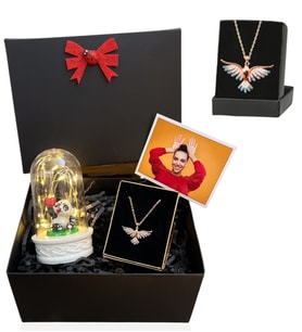 Renkli Zümdürü Anka Kuşu Kolyeli Fotoğraflı Premium Hediye Seti - Kişiye Özel Set (Model 1)