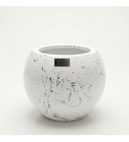 LUNAPOT Nova Mermer Desenli El Yapımı Fiberglas Küre Saksı Small 30 Litre Marin Kompozit Gizli Drenajlı