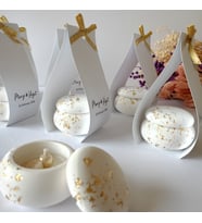 Hediyelik Mum, Nikah, Düğün, Nişan, Kına, Söz, Sünnet, Özel Gün Hediyelik, Hatıra Mum Beyaz-Gold (10Adet)