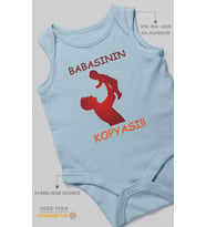 Babasının Kopyası Baskılı Bebek Zıbını – Çıtçıtlı Body  %100 Pamuk Sıfır Kol (Bebek Mavisi)